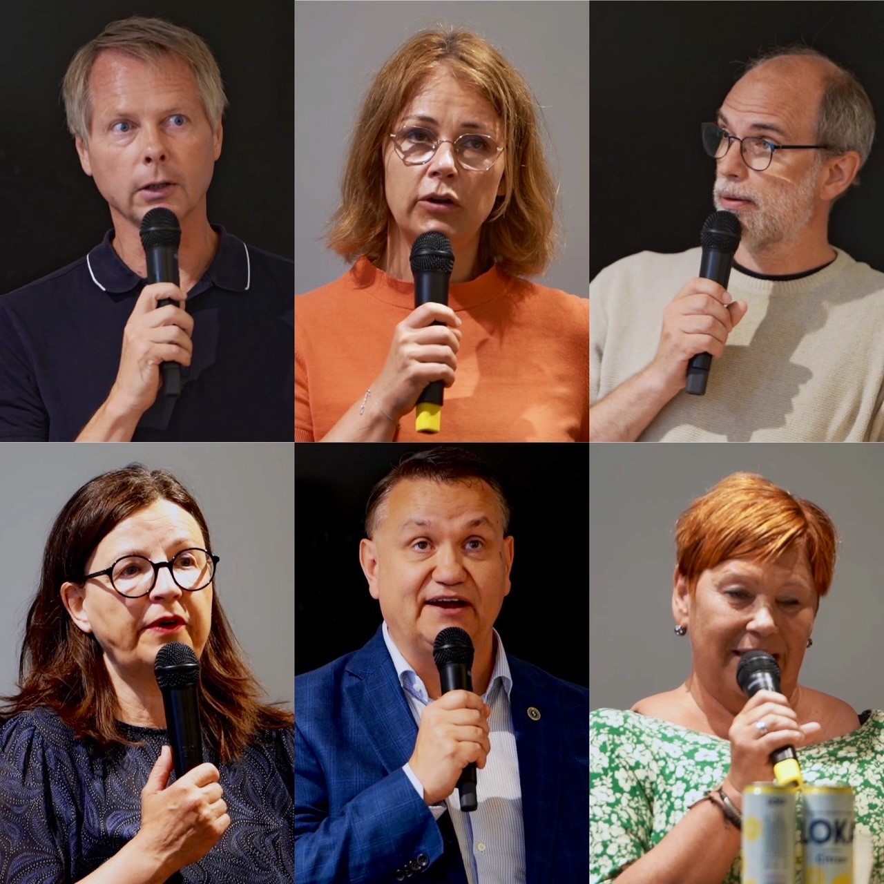 Bilder på panelen i Almedalen 2023. Christer Nylander, Maria Graner, Markus Svensson, Anna Ekström, Stefan Bergh och Carina Söderlund. 